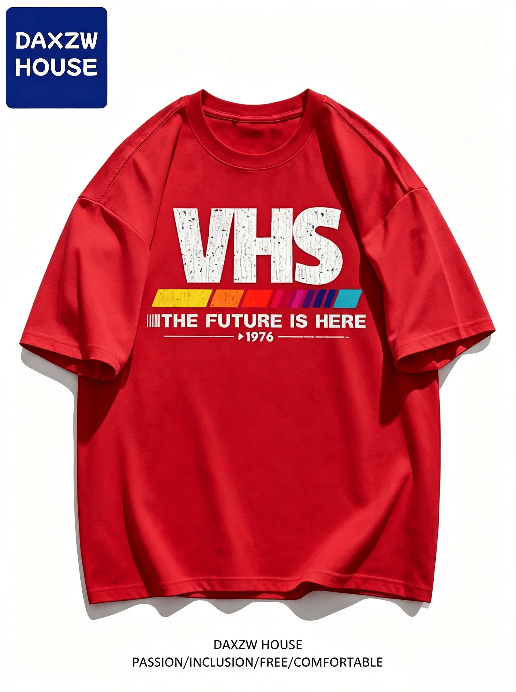 2026 Vintage VHS The Future Is Here Tshirt 1970s Throwback 80s 90s Movie Fan Tee Fashion Streetwear Lightweight Short Sleeve Y2K