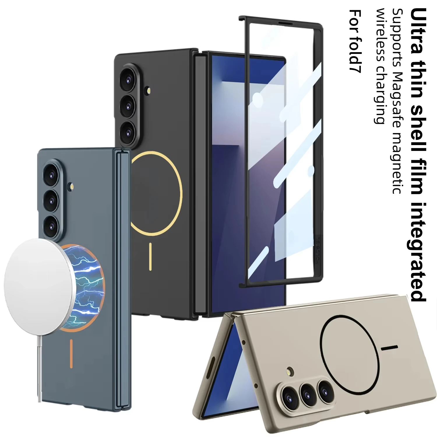 Ultra-thin Magnetic Charge Case For Samsung Galaxy Z Fold 7 Screen Glass Protective Armor Hard Cover For Galaxy Z Fold7 Case