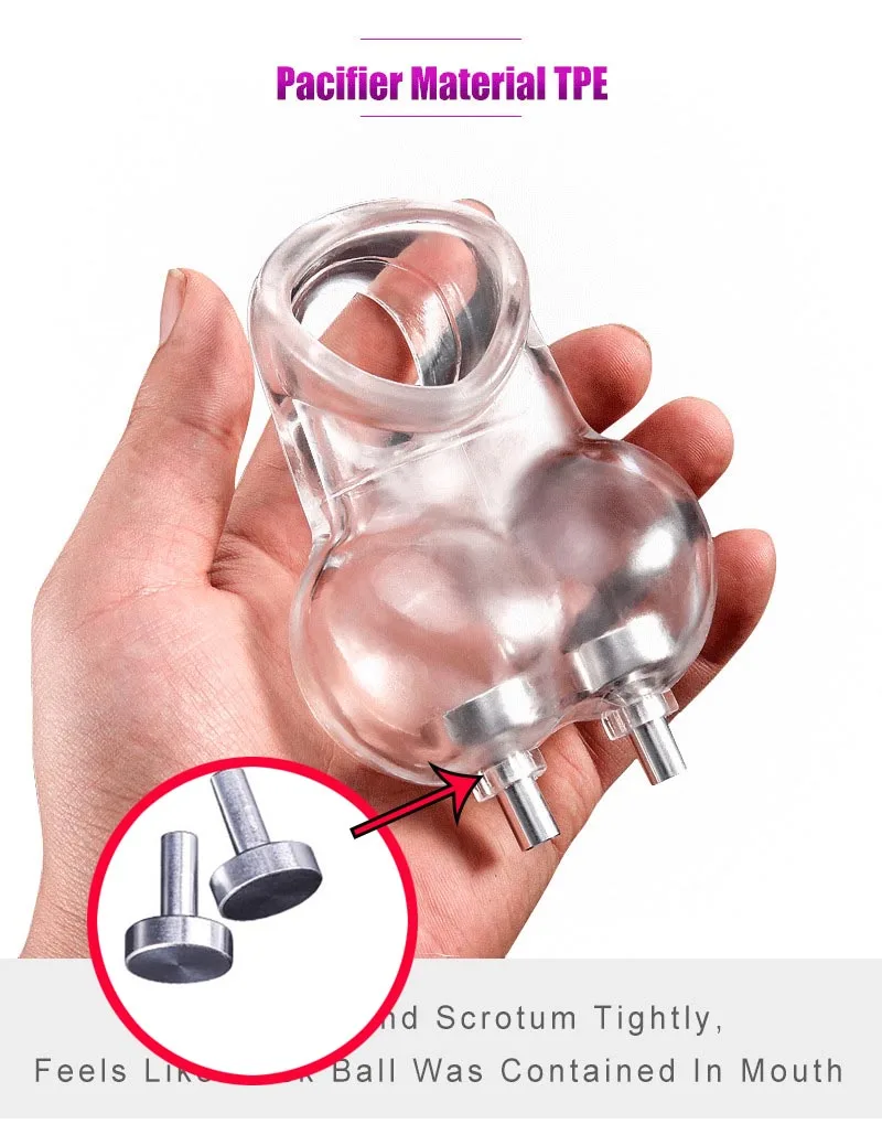 E-stim Chastity Cage Cockring,Testicle Electrostimulation Penis Extender,BDSM Sex Toy for Men,Electric Shock Scrotum Bind Sleeve