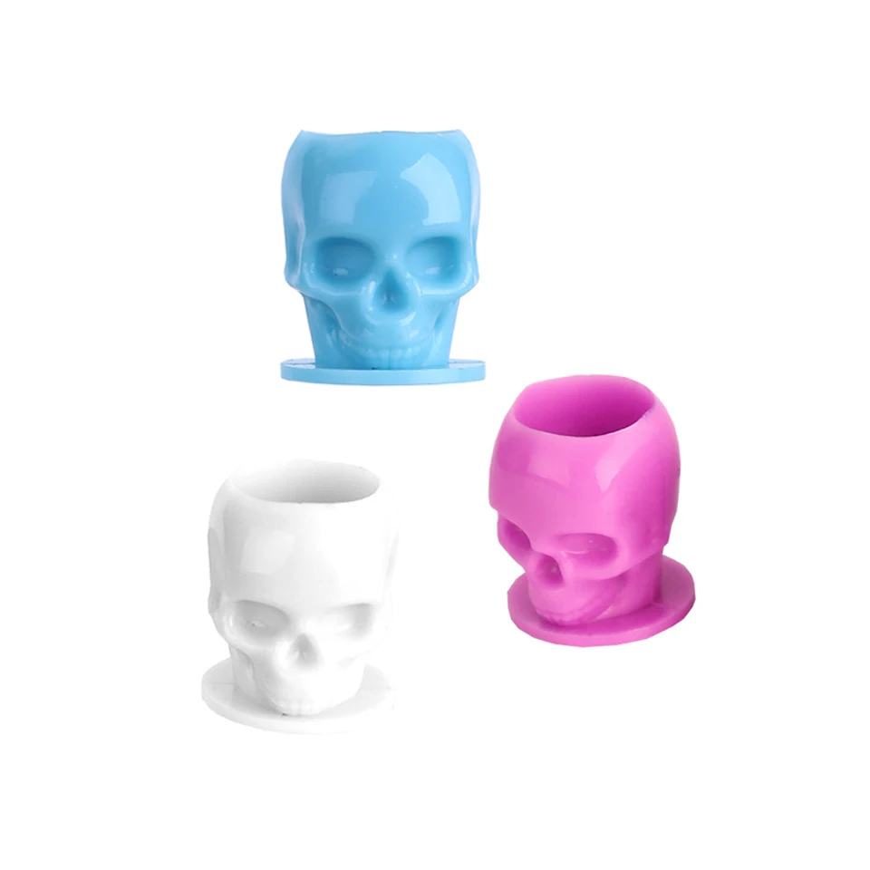 50PCS/Pack Skull Shaped Tattoo Ink Holder Cups With Base For Tatu Accessories Supplies Permanent Makeup Pigment Containers