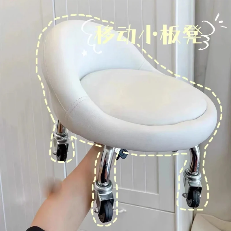 

Mobile Pulley Rotating Stool Toddler Stool Mute Universal Wheel Back Low Chairs Pedicure Change Shoe Stool Living Room Furniture