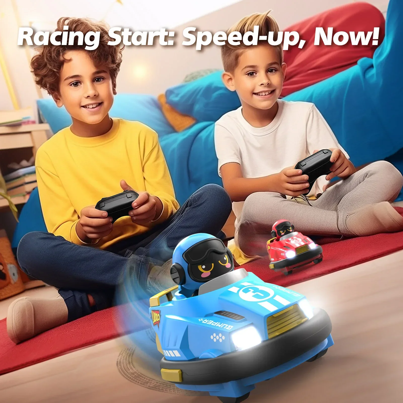 2.4G RC Toy kart Car Pop-up Doll Crash Bounce Ejection Light Children Remote Control kart Toy Parent Child Interaction Gift