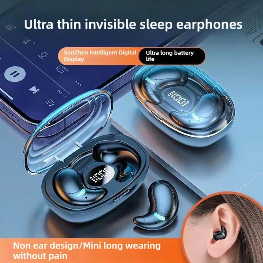 1pcs New Sleep Bluetooth Earphone Mini Invisible Earbuds Comfortable, Painless Wireless Headset 6-8 Hours Endurance