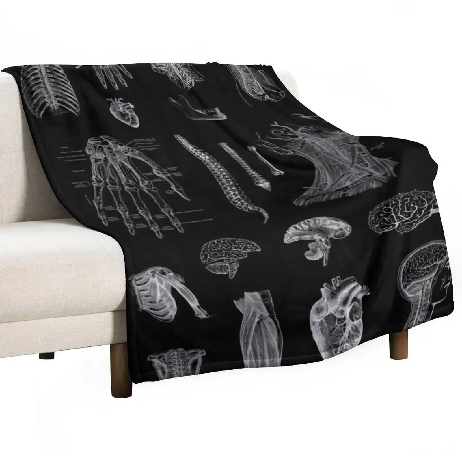 Vintage Anatomy Print Throw Blanket Sofas Loose For Sofa Thin Kid'S Hair Tourist Blankets