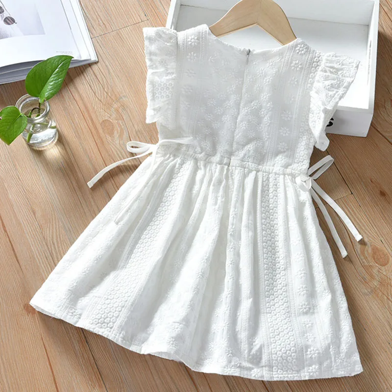 2025 New Summer Sister Dress Kids Princess Dresses Sleeveless Cotton Solid Color 2-10Yrs Baby Girl Birthday Wedding Party Dress