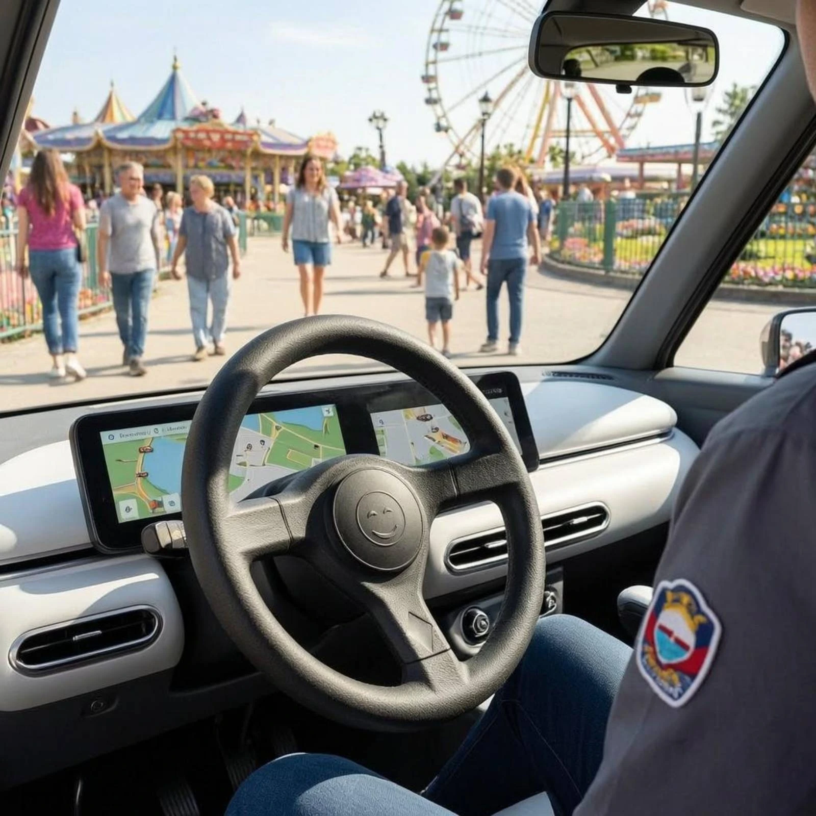 

Sightseeing Vehicle Steering Wheel Central Hub Patrol Vehicle Steering Wheel Round Rim