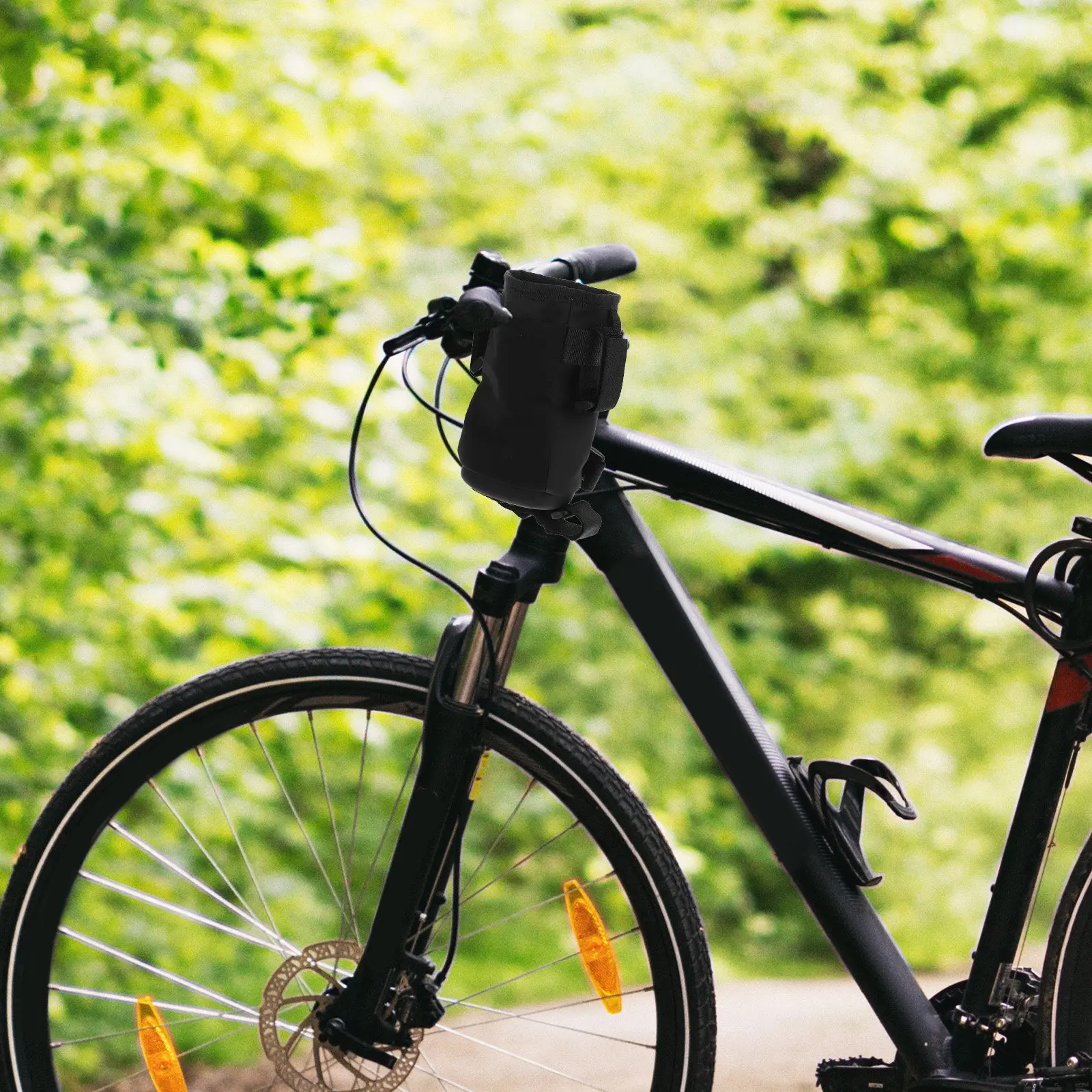 

Bike Handlebar Water Bottle Bag Pu Waterproof Pouch With Aluminum Lining For Cycling Mountain Bike Outdoor Storage