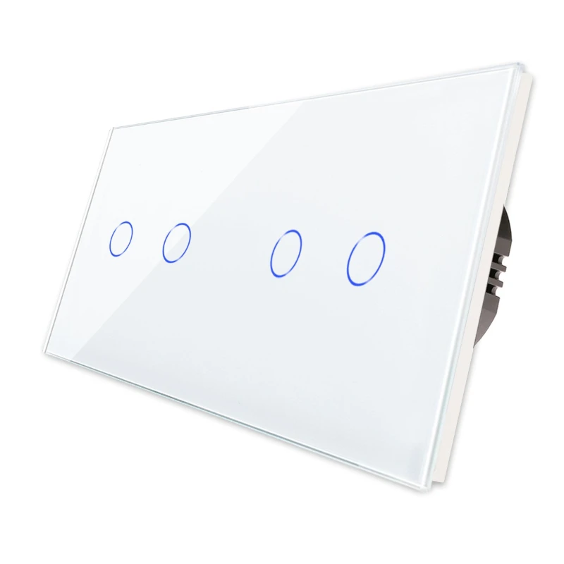 

White 2G2G Touch Smart Switch Glass Flat German Switch with Grounding