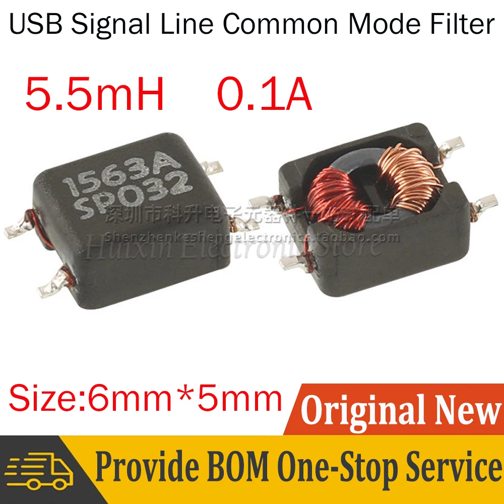 5pcs 5.5mH 0.1A USB Signal Line Common Mode Filter Choke SMD EMI Filter for High Speed USB Differential Signal Noise Reduction