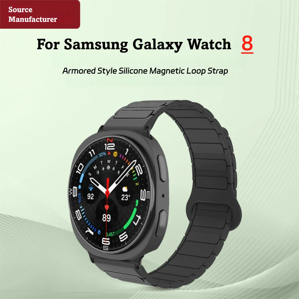 المغناطيسي حلقة حزام لساعة سامسونج جالاكسي 8 40 مللي متر/44 مللي متر درع نمط قابل للغسل سيليكون الرياضة سوار ساعة ذكية رجل امرأة سوار