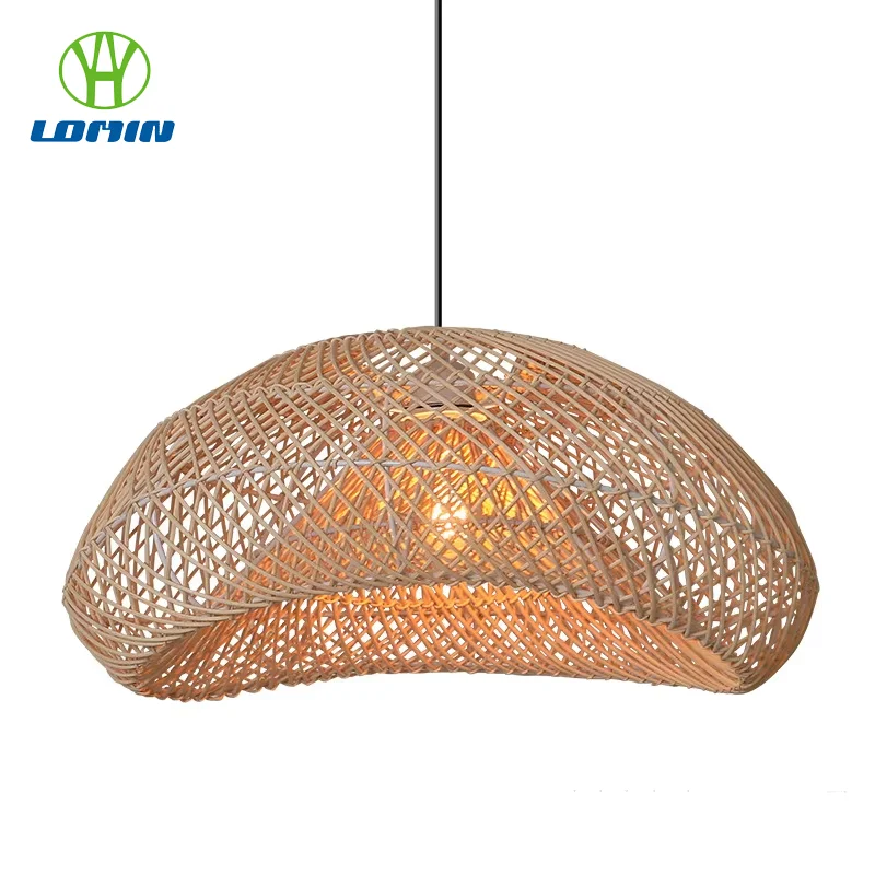 

Creative Nest Rattan Lamp Chinese Style Wicker Pendant Lights Restaurant Dining Room Lustre Living Room Kitchen Light Fixtures
