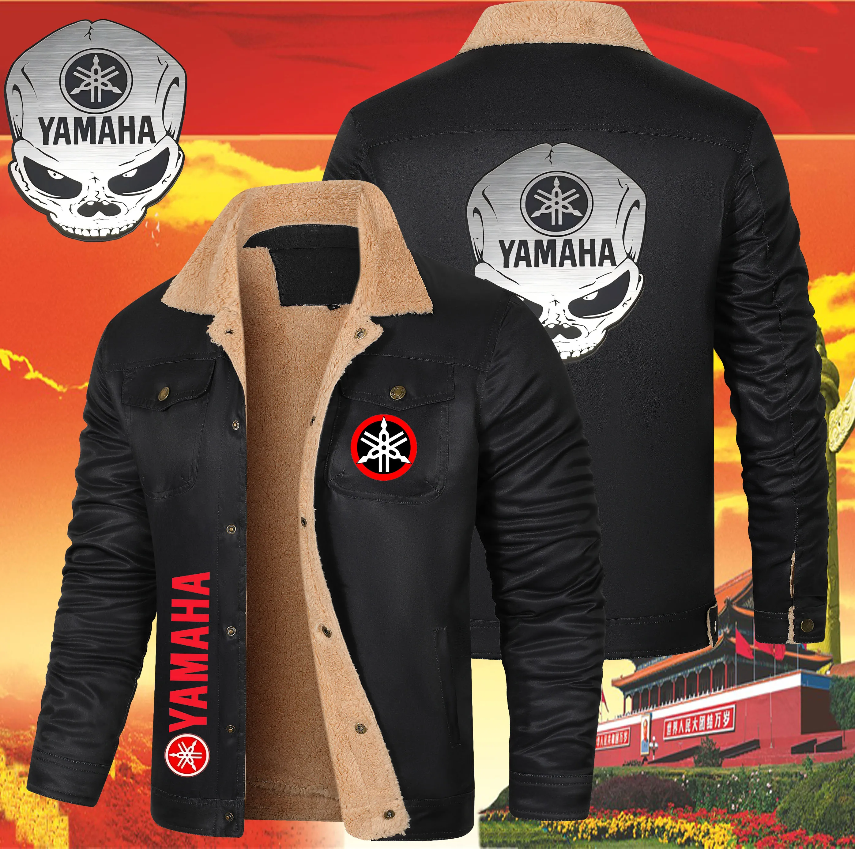 

2025 Новая модель, спортивная повседневная универсальная толстая куртка с логотипом мотоцикла, изолированная толстая куртка в стиле ретро — логотип бренда YAMAHA. Подходит для