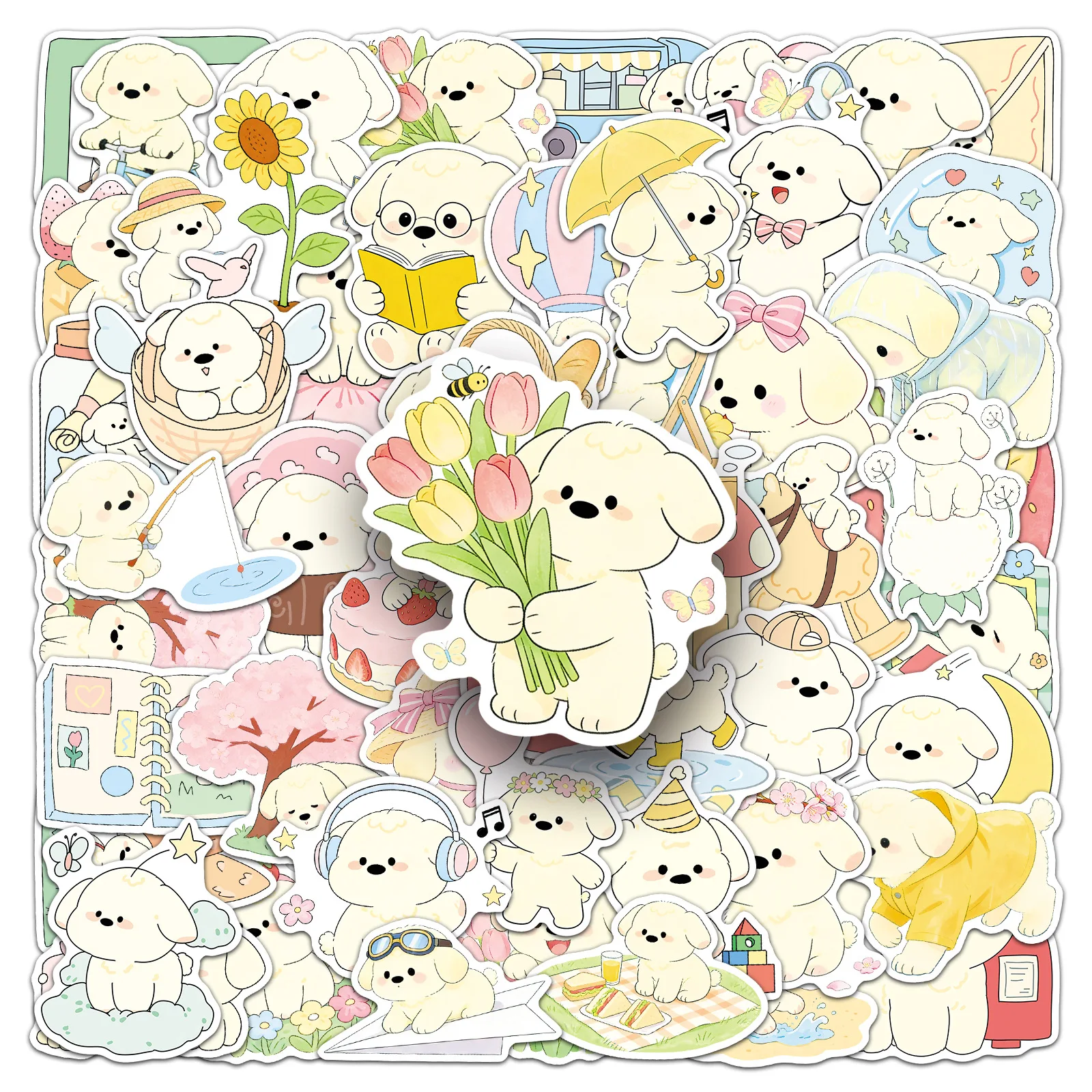 

50PCS Cartoon Spring Puppy Stickers DIY Creative Decoration Mobile Phone Case Notebook Water Cup Toy Gifts Stickers