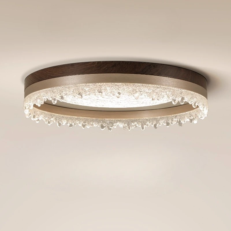 Moden Rotundity Wrought Iron LED Ceiling Lights Iceberg Acrylic Lampshade Living Room Bedroom Restaurant Kitchen Hanging Lamps