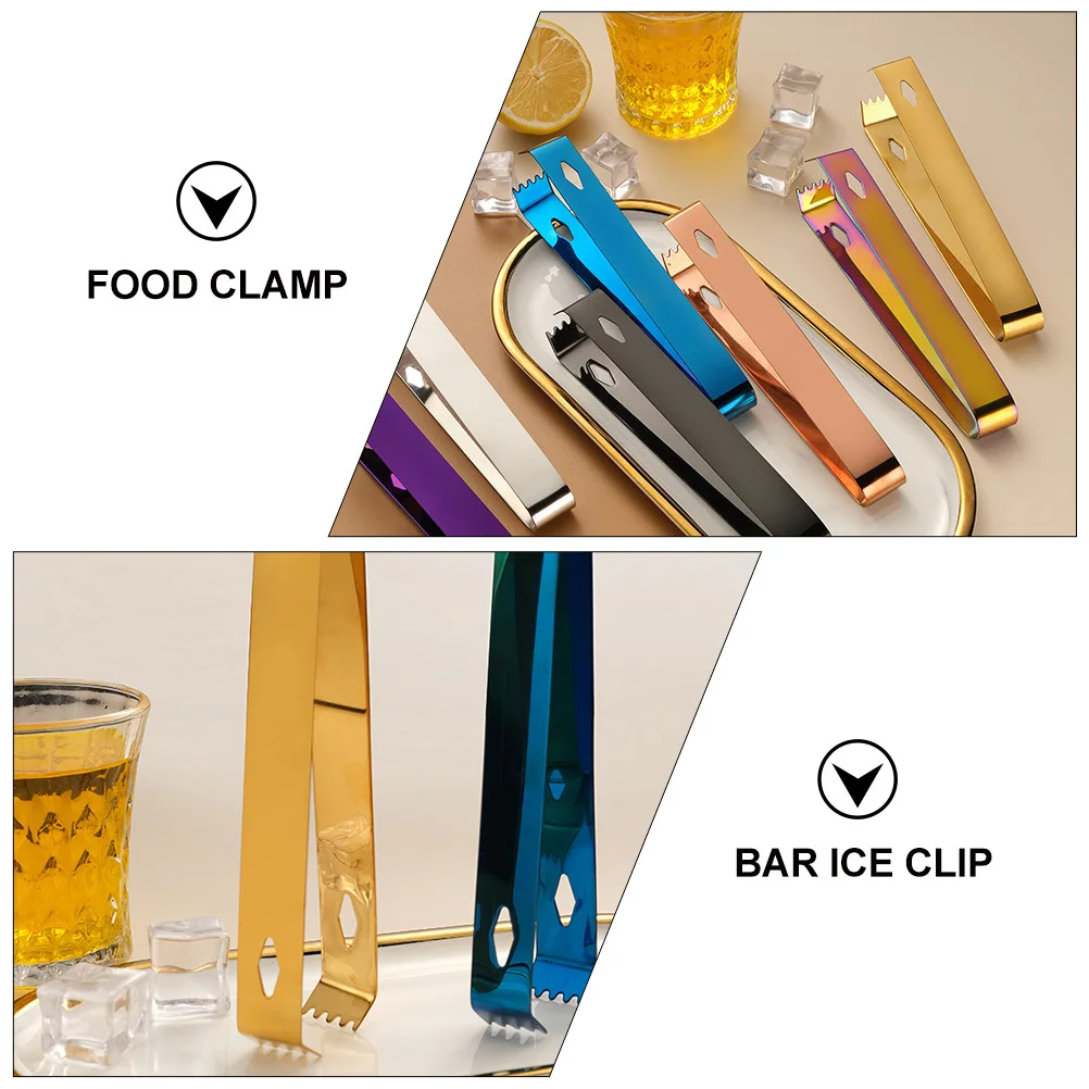 

2Pcs Ice Cube Clamp Stainless Steel Thickened Steel Non-Slip Bar Ice Tongs Food Clip Heat Resistant for Kitchen