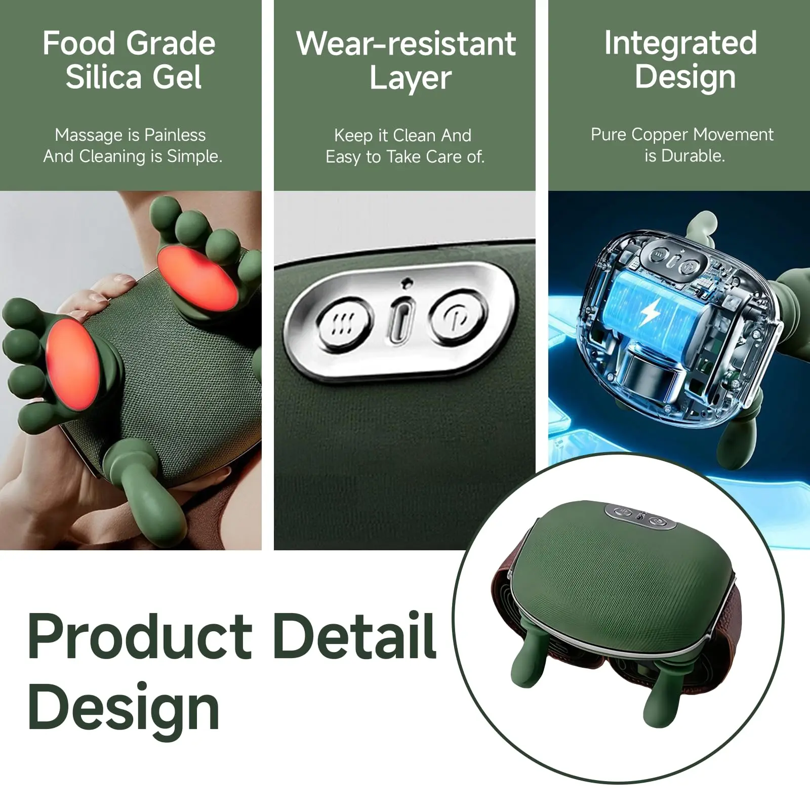 Masajeador eléctrico calentado de cuerpo completo, masajeador de cuello profundo, masajeador shiatsu inalámbrico 6D