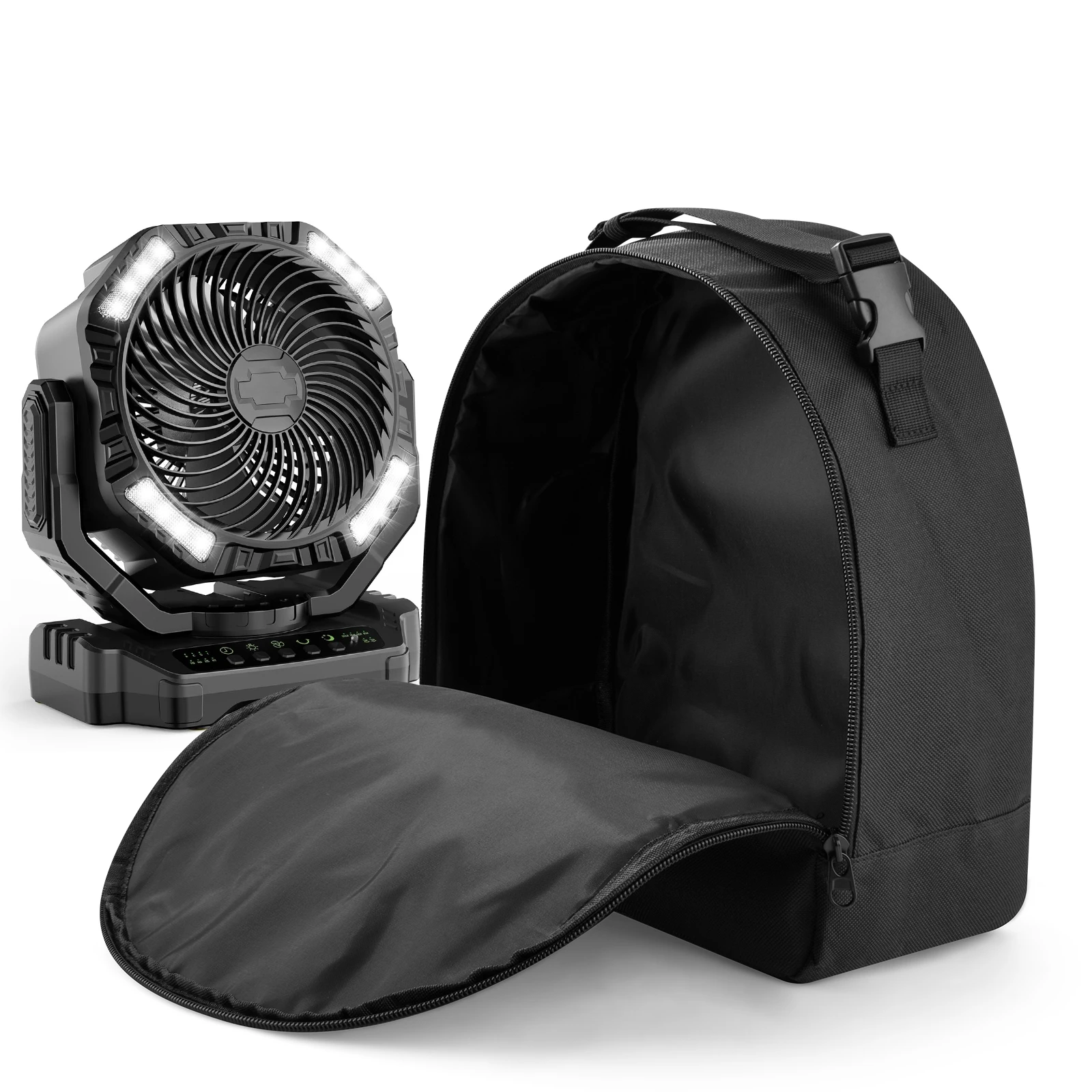 

Outdoor Charging LED Light Camping Fan Storage Bag Hiking Small Electric Fan Portable Storage Bag Handbag