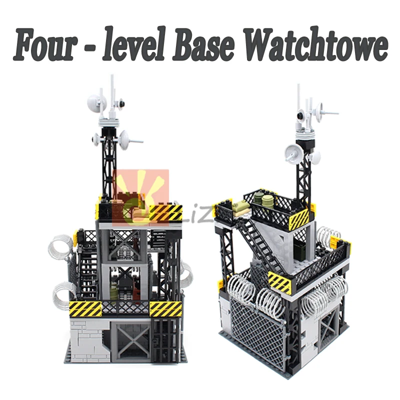 MOC Military Wire Mesh Scene Defense Watchtowers Command Bases Signal Towers Army Soldiers Figuren ​ Bausteine Ziegel Spielzeug – Detail 3