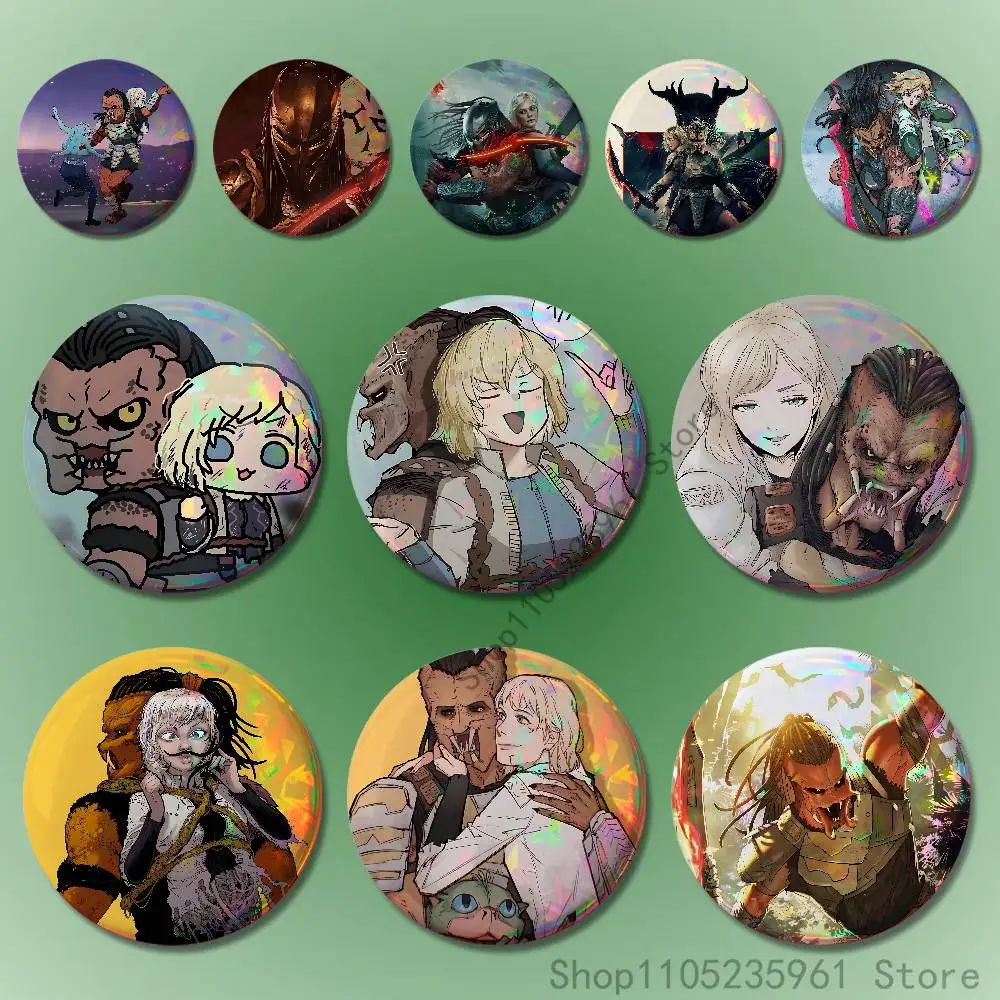 

P-Predator B-Badlands Badges 25 32 44 58 75 mm Round Cosplay Pin Fans Collect Friends Gifts Brooch Souvenir Custom