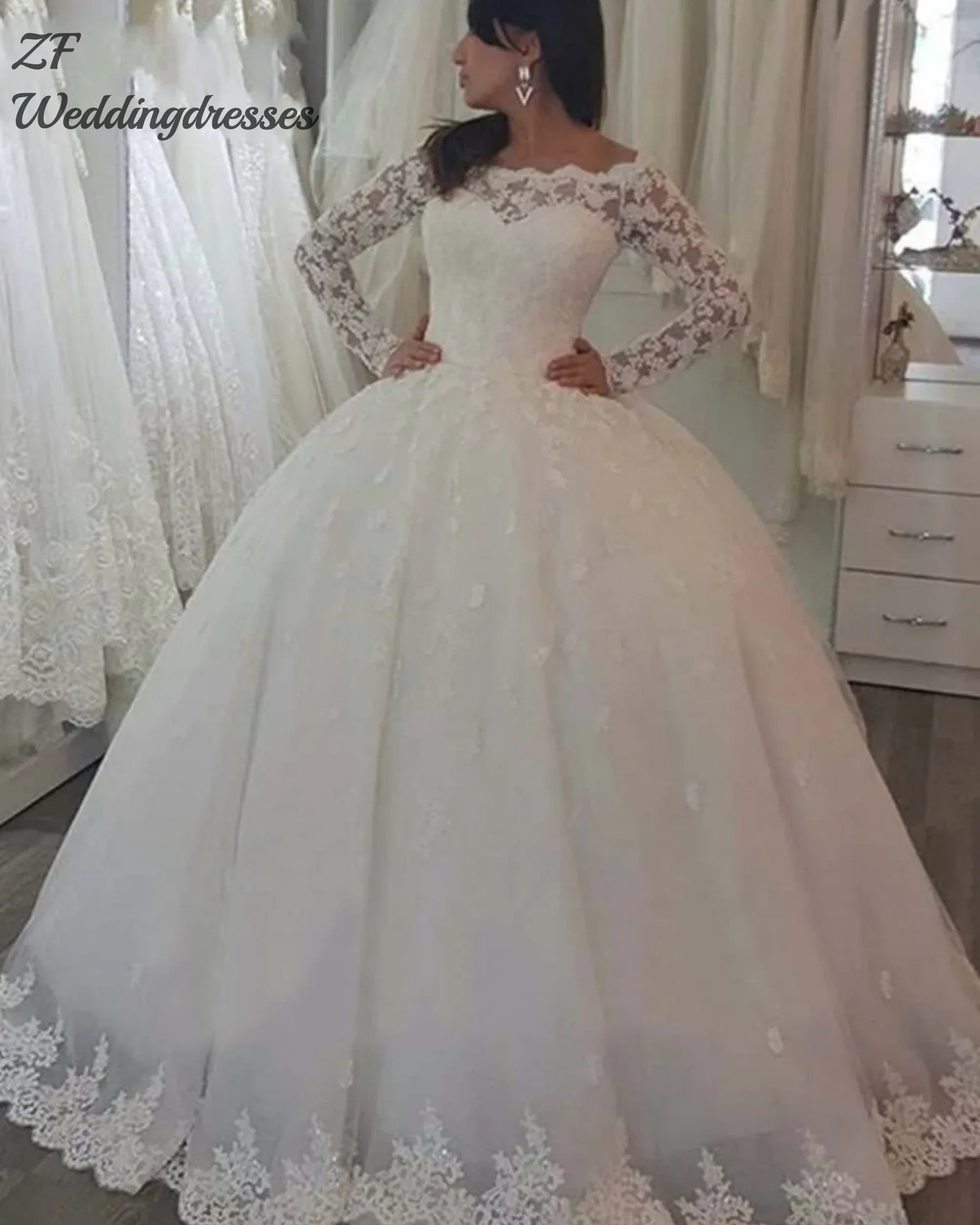 

Элегантное бальное платье по индивидуальному заказу, женские свадебные платья с длинными рукавами и аппликацией, свадебные платья, вечернее платье, свадебное платье Vestido De Noiva