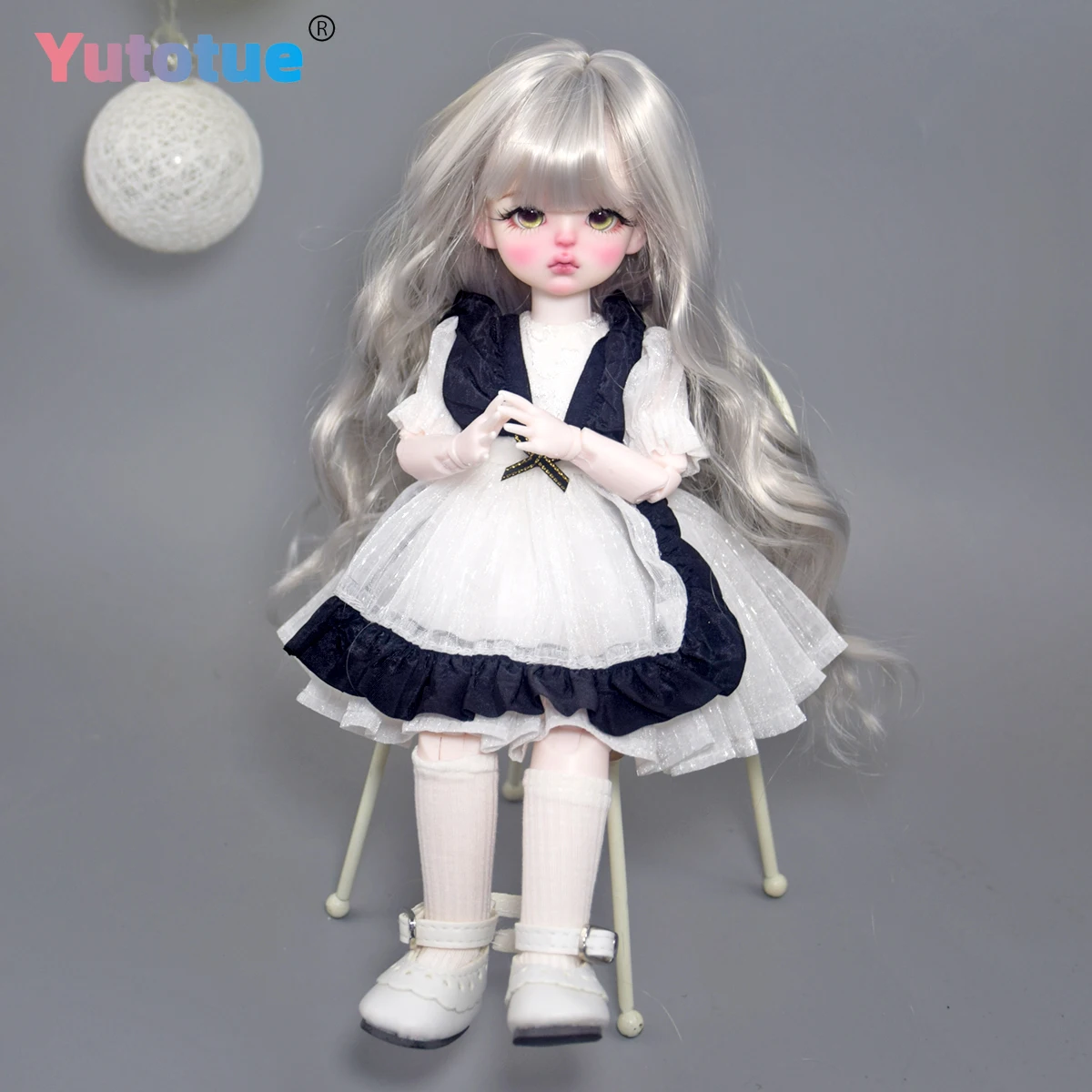 Yutotue 30cm de altura menina boneca brinquedo prata perucas vestido sapatos pintados à mão maquiagem realista 1/6 bjd boneca crianças presente