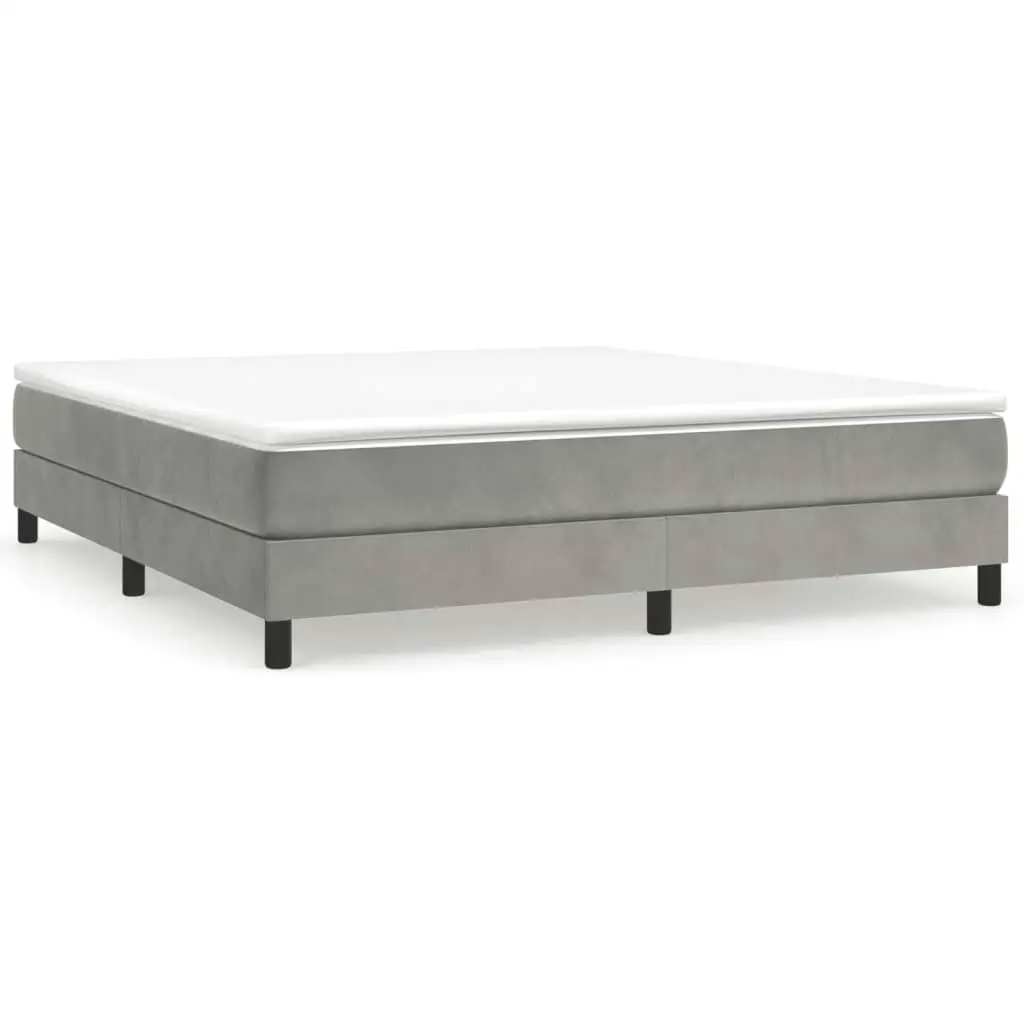 Light Gray Velvet California King Bed Frame (Mattress Not Included) - US Shipping Only