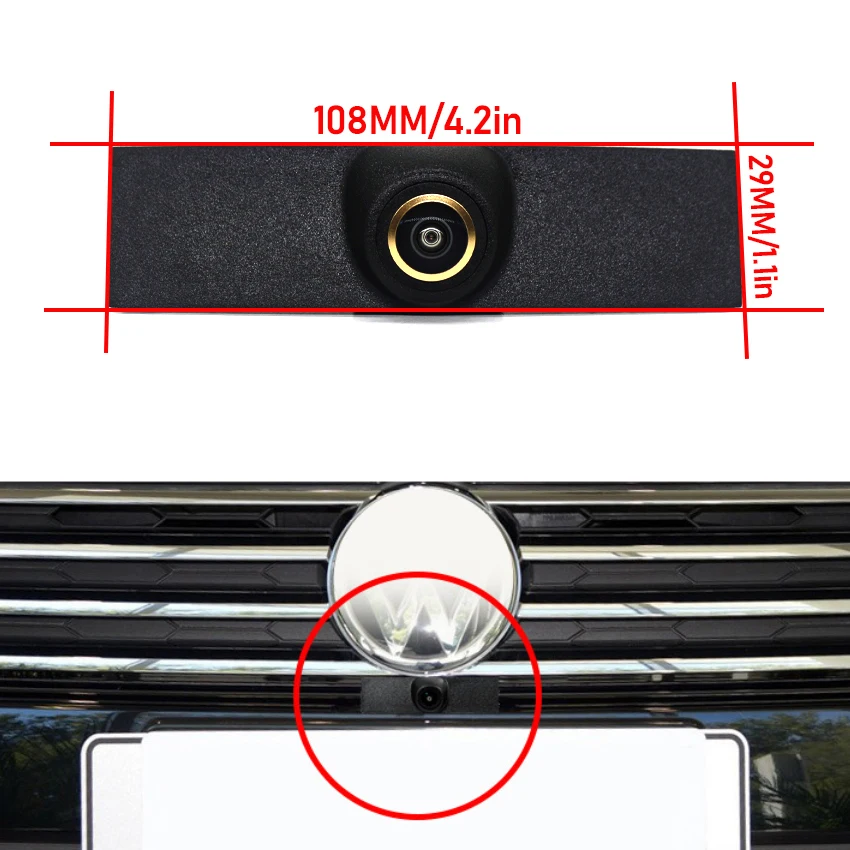 Golden lens AHD HD CCD CVBS 1920P 170° Car LOGO Parking Front View Camera For Volkswagen For VW Touareg 7P Accessories