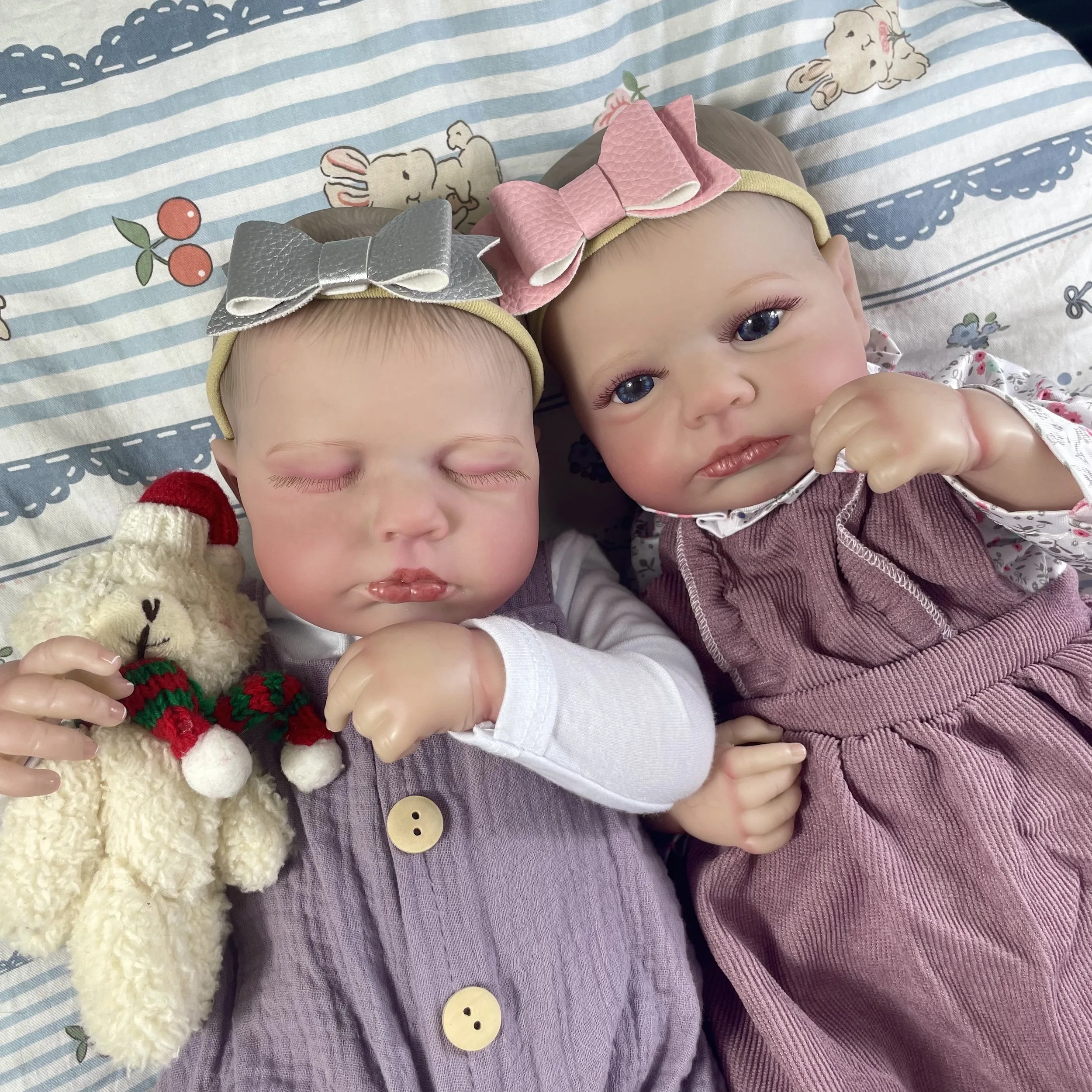 

20-дюймовые готовые куклы реборн LouLou Twins Girl, силиконовая виниловая кукла для новорожденных, реалистичная игрушка ручной работы, рождественская кукла в подарок