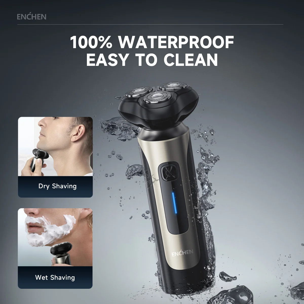 ماكينة حلاقة كهربائية ENCHEN Blackstone 8C مقاومة للماء 100% مع رؤوس مرنة ثلاثية الاتجاهات ذات مسار مزدوج شبكة منحنية من النوع C شحن سريع