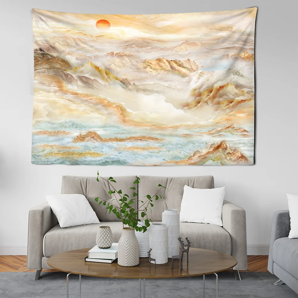 Chinese Landscape Painting Tapestry Places Of Interest Majestic Waterfall Auspicious Dorm Bedroom Wall Decoration Decor House