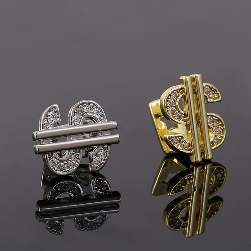 1PCS Hip Hop Personality Inset 5A Zircon US $Cross Love Tooth Set Teeth Grillz Fashion Male Accessories