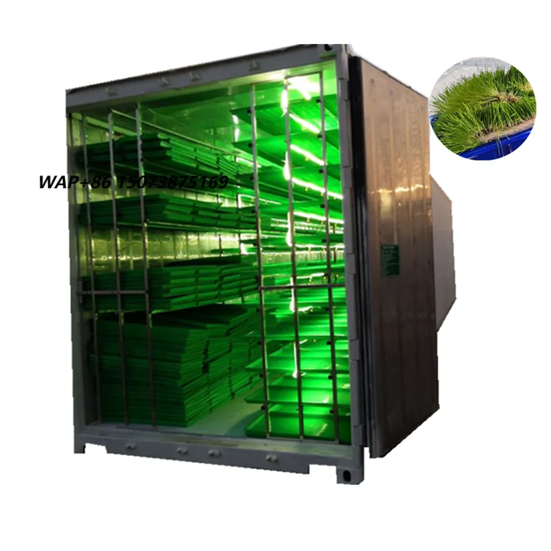 Hydroponic Automatic Motor-Driven Container Fodder Sprouting Grow System Save Water Electricity 500kg/day Patented