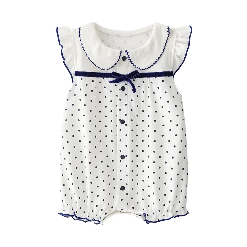 Baby Jumpsuit Summer Newborn Pure Cotton Flying Sleeve Harem Newborn Baby Girl Clothes Thin Women's Summer Clothing