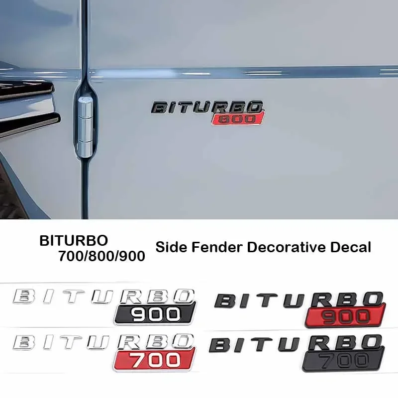 BITURBO 700 800 900 Letters Car Logo Sticker for Mercedes-Benz Brabus 800 900 modified Accessories Side Fender Decorative Decal