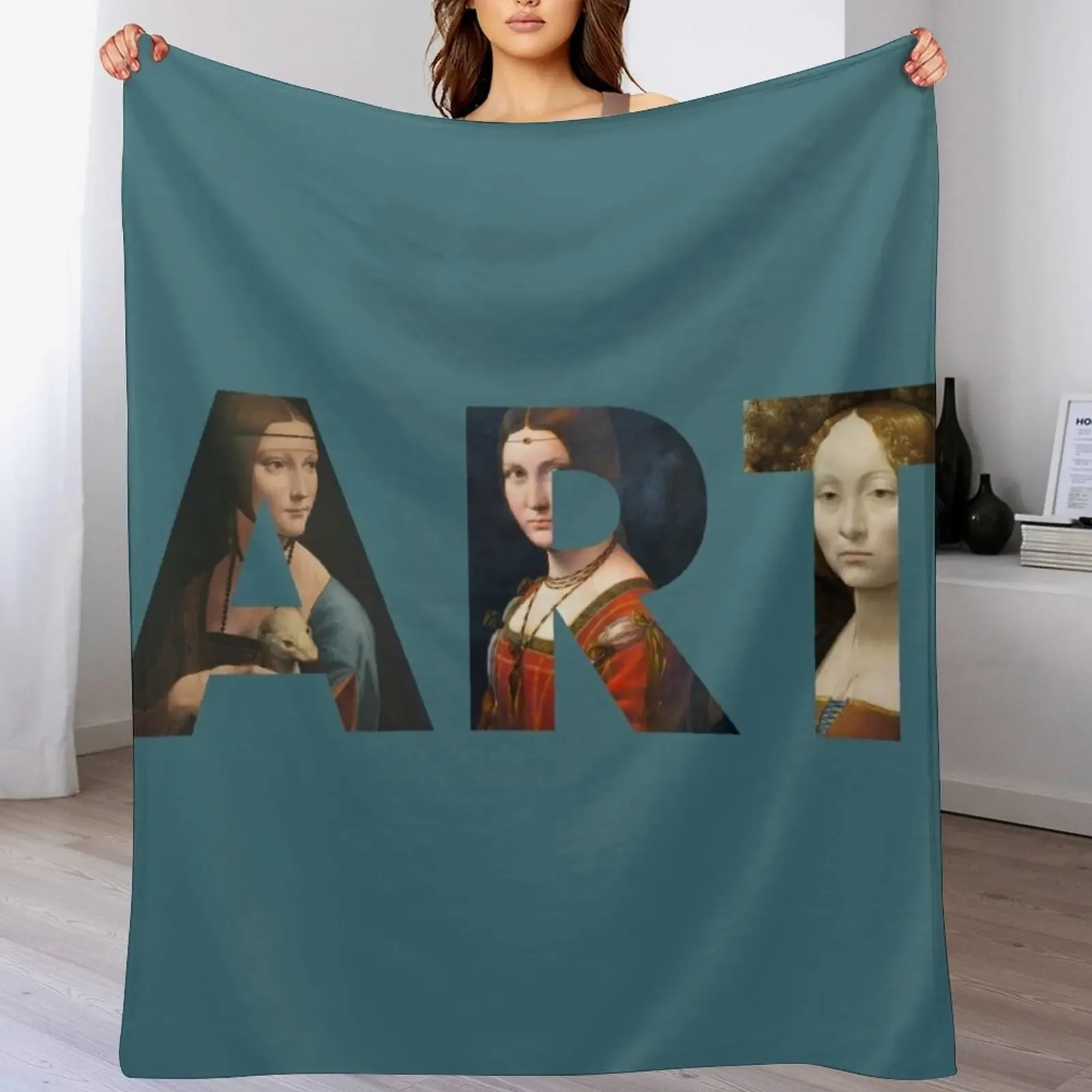 Art by Leonardo da Vinci Throw Blanket Cozy Home Blanket Gift for Christmas Holiday
