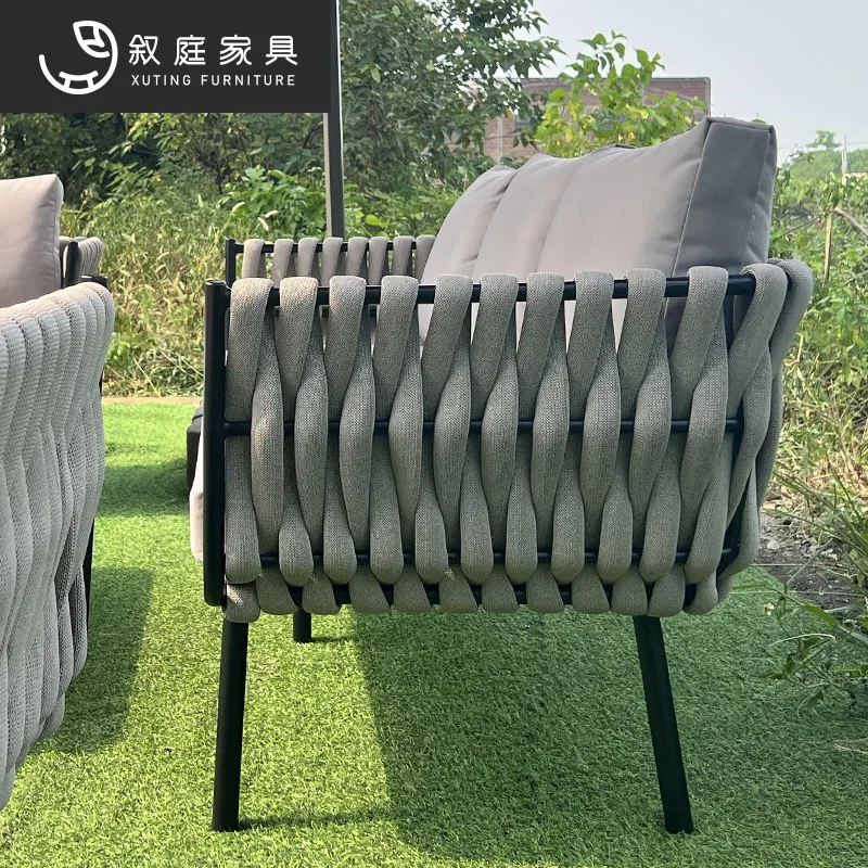 Outdoor garden courtyard bar hotel rope sofa outdoor balcony waterproof and sunscreen hand-woven chair