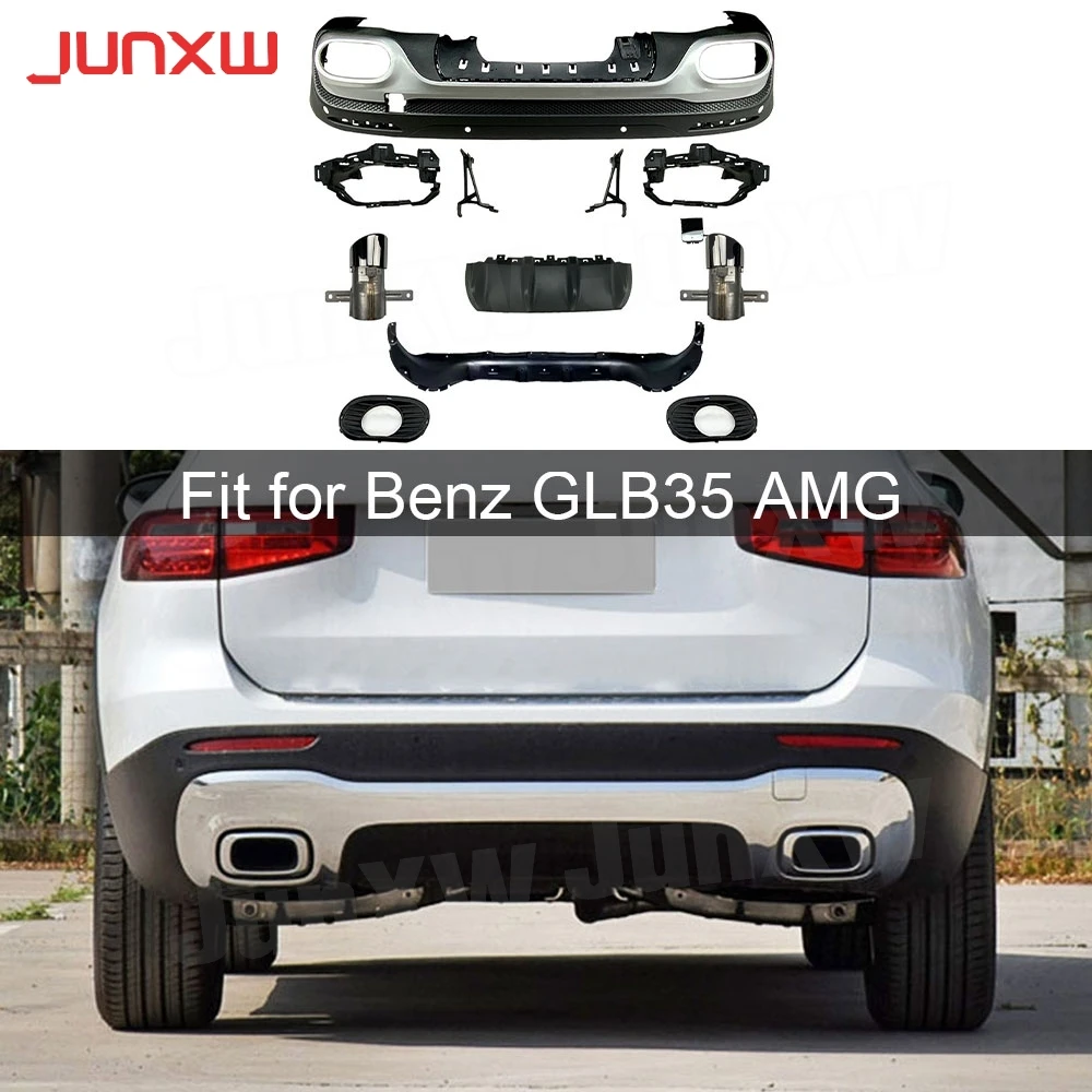 

for Mercedes Benz GLB X247 GLB180 200 GLB35 AMG 2019 + Car Rear Bumper Lip Diffuser Spoiler with Exhaust Bodykit Car Styling