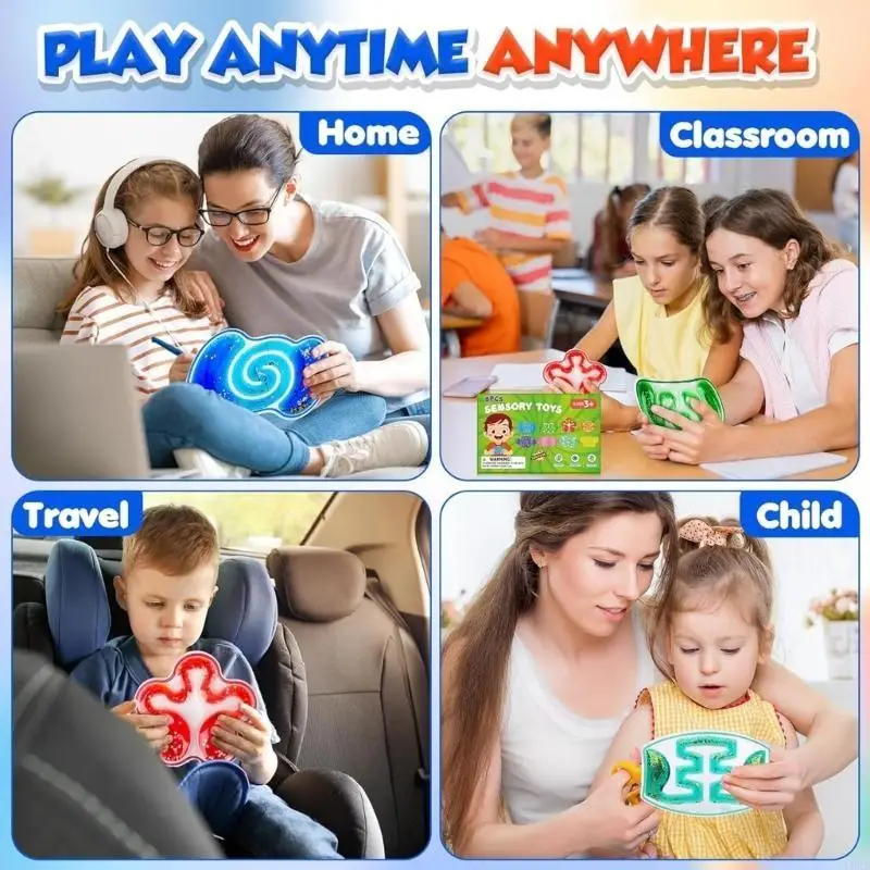 لعبة الضغط الحسي السائل للإجهاد البالغ تقلل من تركيز الأطفال L8RB