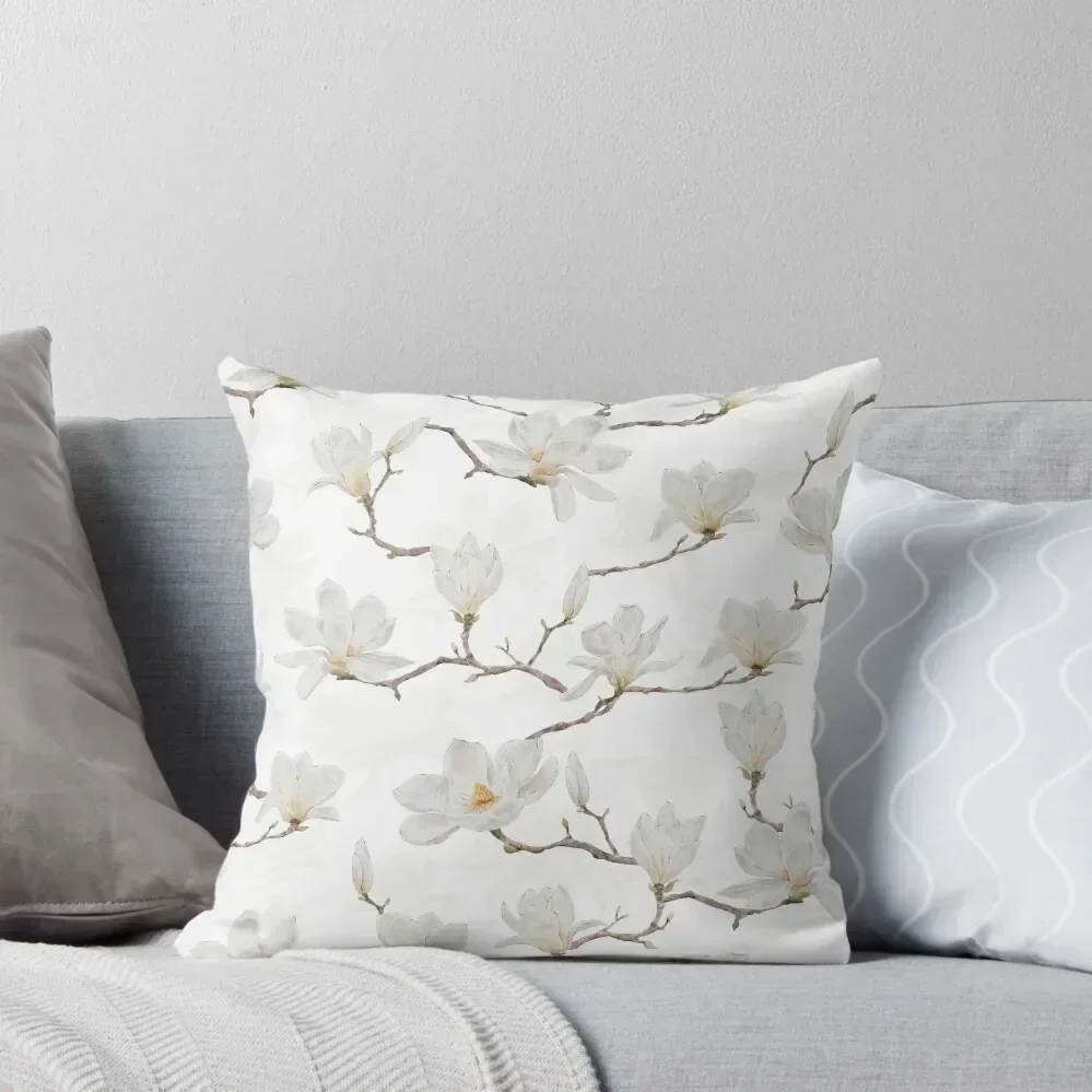 

Delicate White Magnolia Branches on Ivory Throw Pillow Christmas s Covers Cusions Cover pillow cover christmas Plaid Sofa pillow
