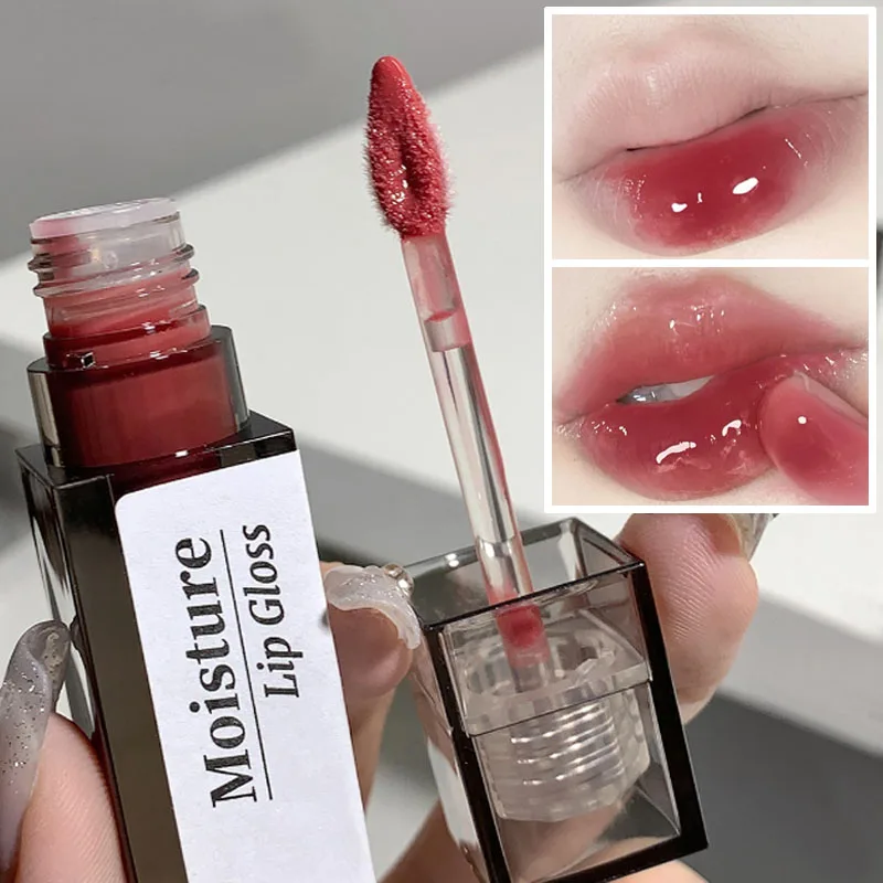 Clear Jelly Lip Gloss Moisturizing Water Liquid Lipstick Waterproof Non-stick Cup Long Lasting Nude Red Tint Lip Makeup Cosmetic