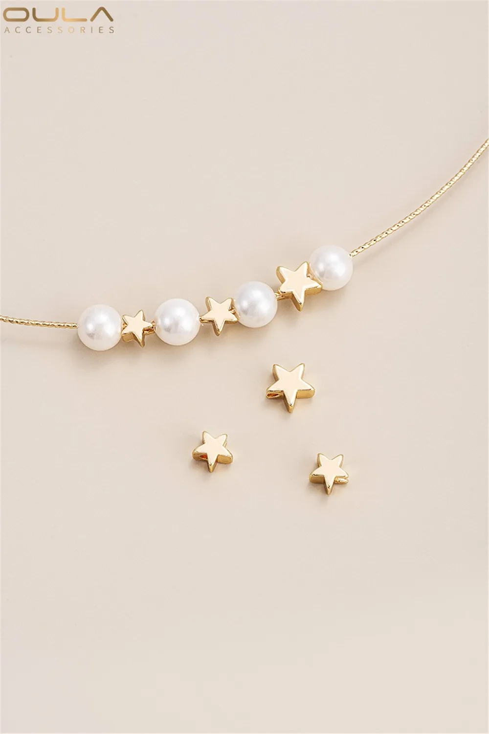 Accessories 14K Gold-plated Five-pointed Star Beads Through-hole Loose Beads Diy Handcrafted String Jewelry Earrings Material