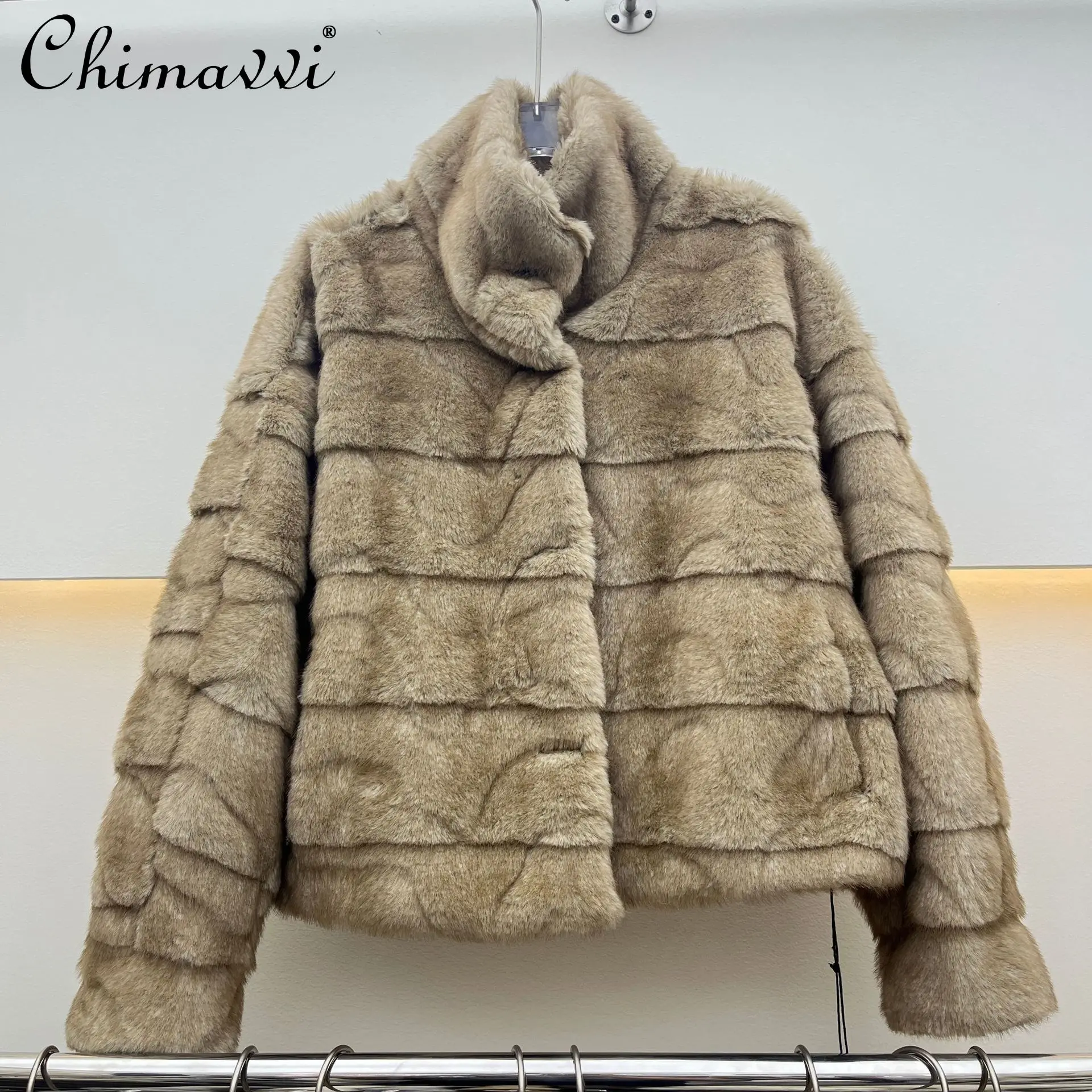 Estilo coreano elegante gola quente acolchoado jaquetas de pelúcia único breasted solto versátil casual casacos de pele do falso feminino inverno