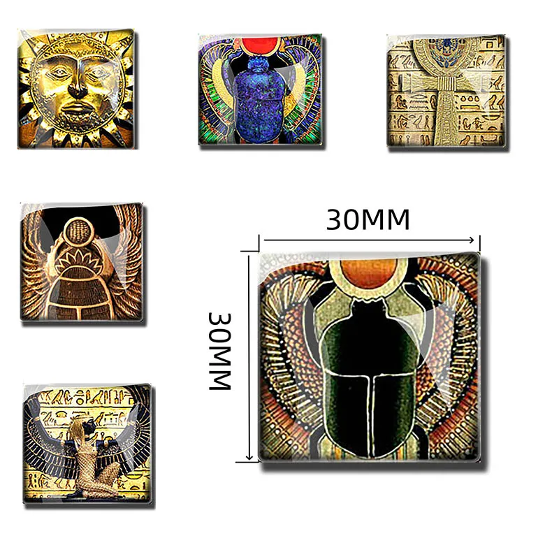 Ancient Egypt Series Square Glass Refrigerator Sticker Magnetic Stickers Home Decorations Travel Souvenirs