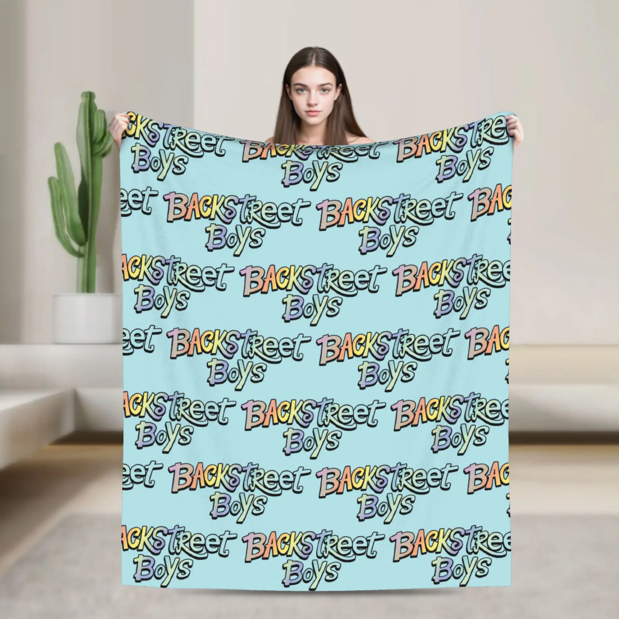 Backstreets Boys HOLOGRAPHIC LOGO Blankets  Flannel Funny Soft Throw Blanket for Coverlet Spring Autumn
