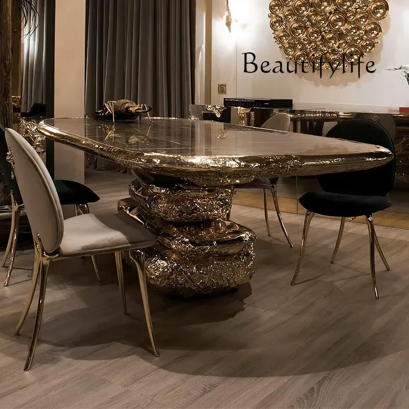 Light luxury marble dining table villa restaurant home designer high-end art creative fashion new