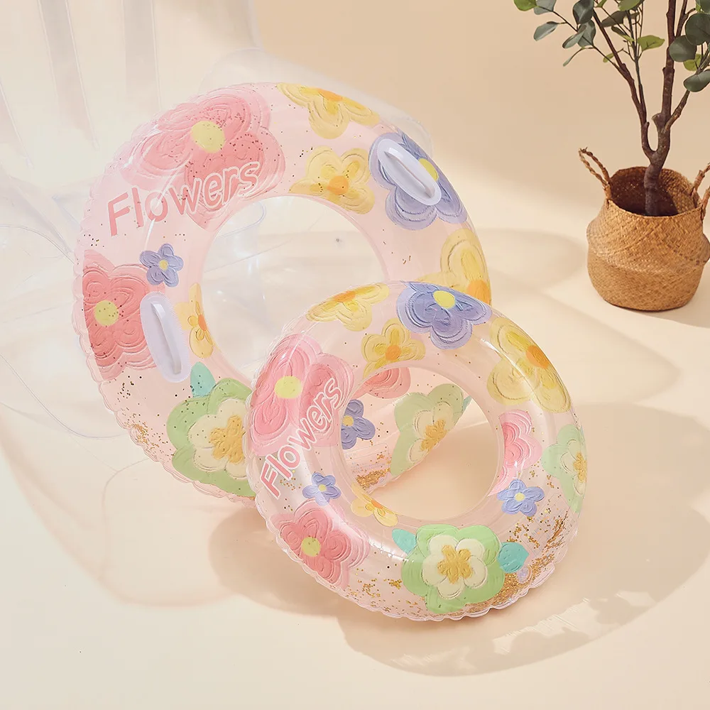 Vintage Oil Painting Flower Inflatable Swimming Ring Pool Float for Adult Kids Swim Circle Baby Swim Tube Water Play Pool Toy