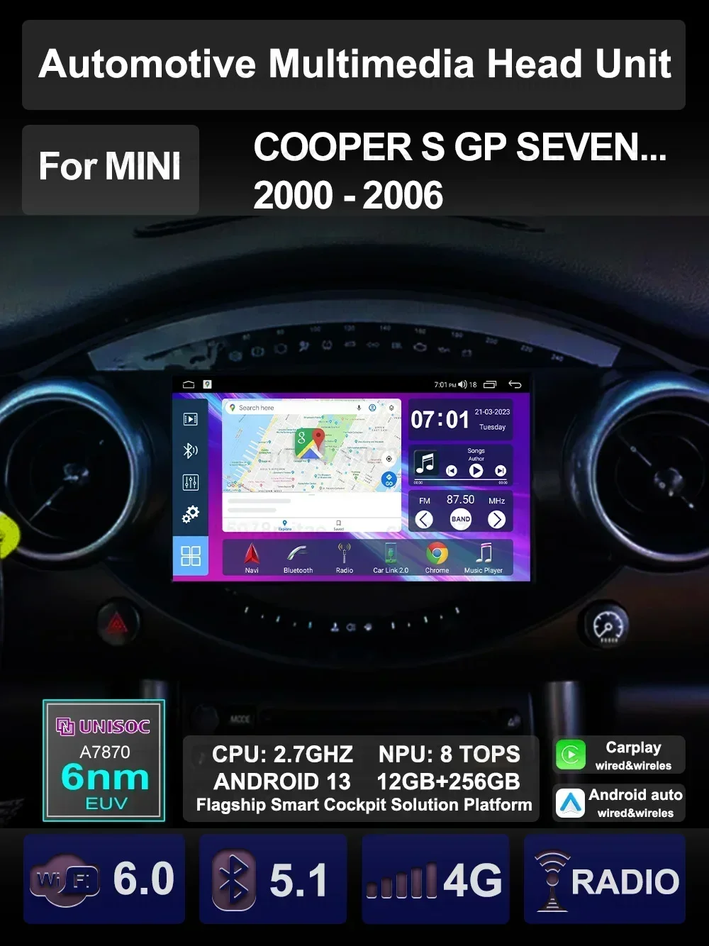 For BMW MINI COOPER S 2004-2006 R50 R52 R53 Car Multimedia Carplay Android Auto GPS Navigation Stereo Radio Palyer Head Unit