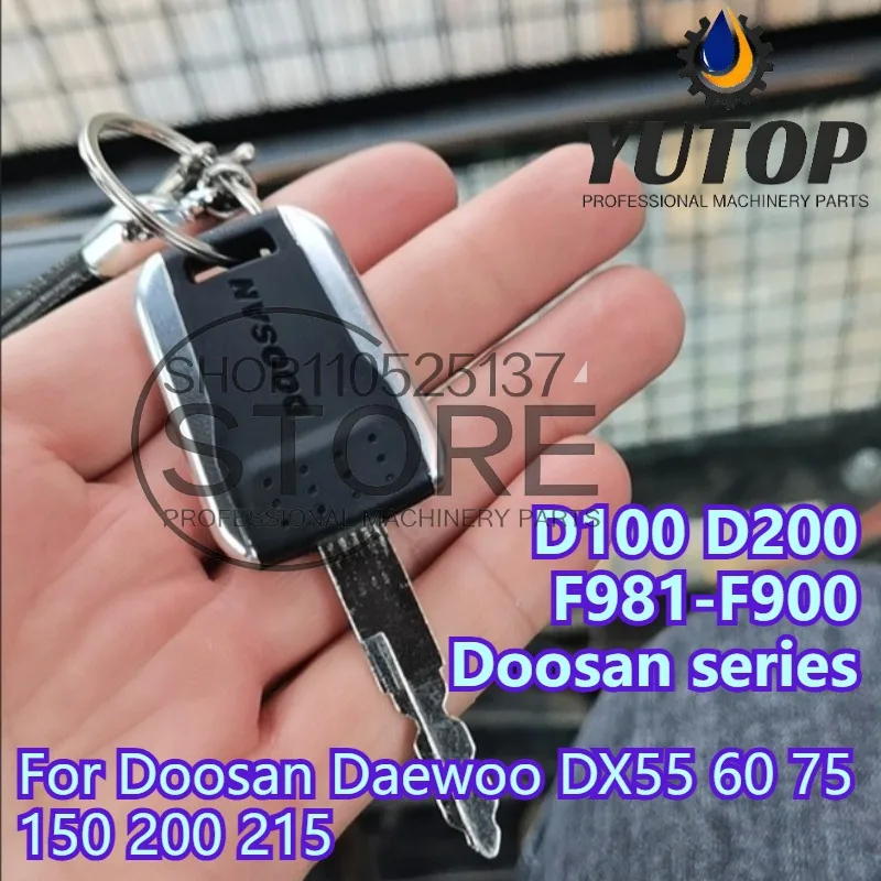1 pieza D200-300 llave de F981-F900 para excavadora Doosan Daewoo DX55 60 75 150 200 215 llave de apertura de puerta y encendido para arranque