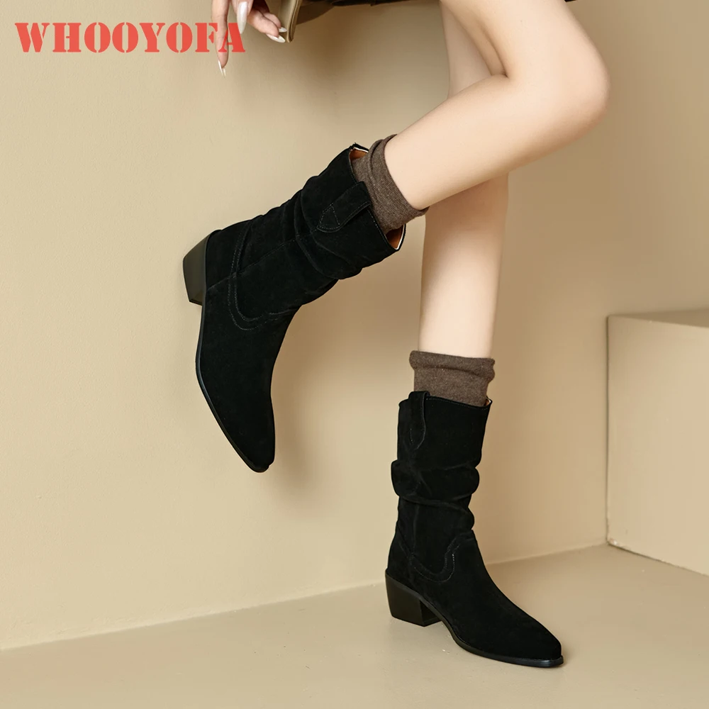 

2025 New Winter Mature Black Brown Women Mid Calf Slouch Boots High Heel Lady Nude Shoes Plus Small Big Size 11 32 44 46 48