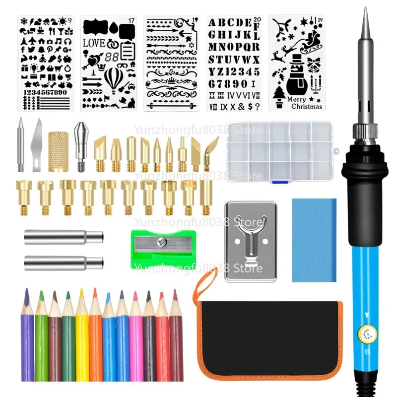 47PCS 60W Wood Burner Pen Tool Kit Adjustable Temperature for Wood Hot Stamping And Embossing